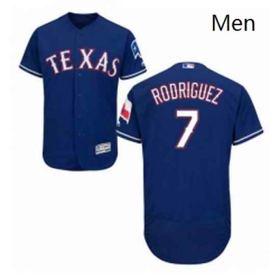 Mens Majestic Texas Rangers 7 Ivan Rodriguez Royal Blue Flexbase Authentic Collection MLB Jersey